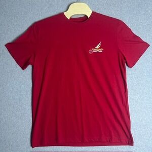 NWT Nautica Men's Red Season's Greetings Graphic‎ Short Sleeve Shirt Size XXL